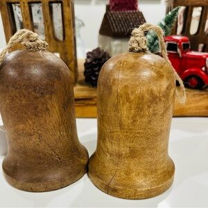 Vintage Wooden Decorative Bells in Black and Brown gorgeous